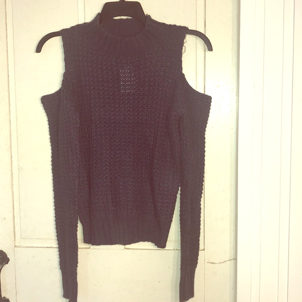 Navy Blue Knitted Peek-a-boo Sweater